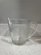 Vintage  A & J 4 Cup Ribbed Glass Pitcher #7216  Made In USA