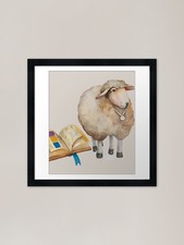 Funny cute sheep nursery art, water Framed Wall Art Poster Canvas Print Picture
