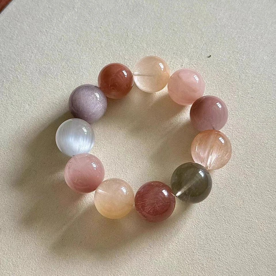 Natural Green Rutilated Quartz Red Rutilated Quartz Rabbit Hair Mixed Bracelet - Image 3 of 4