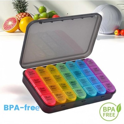 Weekly Pill Box Organizer 7 days Organizer Case Medicine Box Four Times a Day