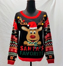 Christmas Rudolph Red Nose Reindeer Sweater Large