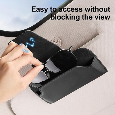 Magnetic Car Sun Visor Glasses Holder Clip Storage Bag Vehicle Accessories Black