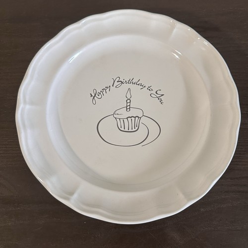 Pfaltzgraff White Happy Birthday Dessert Platter Plate Cake Birthday Party