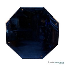 Vintage Art Deco Cobalt Blue Octagonal Wall Mirror - 28"