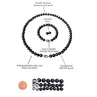 20 Inch Pearl Set 8-9mm ROUND Black Pearl Necklace Bracelet Earrings Cultured — photo 5