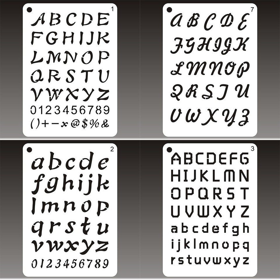 8 PCS Letter Stencils Symbol Numbers Craft Alphabet Painting Template ...
