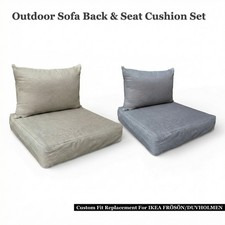 Outdoor Seat Back Cushions Set Rattan Patio Garden Furniture Sofa Armchair Grey