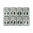 1993-2000 P American Proof Silver Eagle Set NGC PF70 Ultra Cameo Mercanti Signed