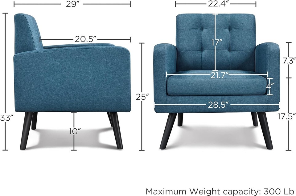 Yeheetech MidCentury Accent Chairs, Modern Upholstered Living Room