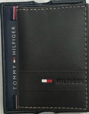 New Tommy Hilfiger Men's Genuine Leather Card Case Wallet Brown Color $21.00
