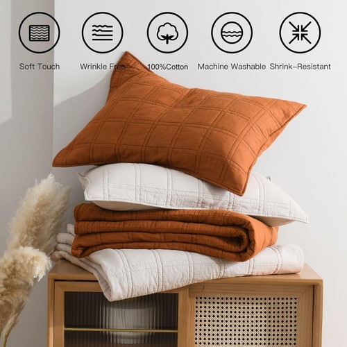 Cozy 2-Piece Twin Size Cotton Coverlet Set - Geometric Design for Every Season - Picture 5 of 8