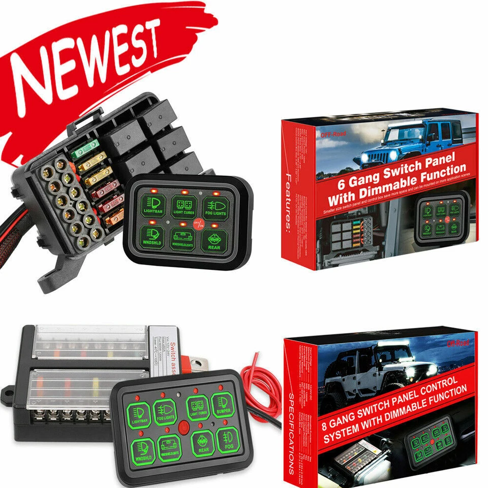 Painel interruptor 6/8 velocidades relé automático regulável caixa de controle de circuito carro marinho 12V - Imagem 2 de 4