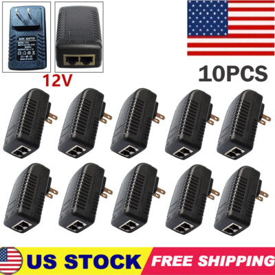 10X 12V 1A PoE Injector Power Over Ethernet Adapter for 802.3af IP Phone WLAN AP
