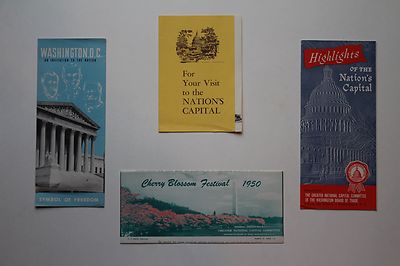 Lot of 4 1950 Washington D.C. Tourist Travel Brochure Pamphlets Map Capitol DC