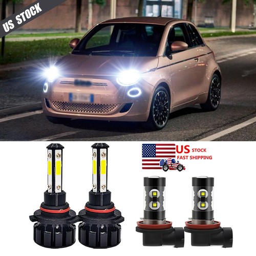For Fiat 500 500X 500L 1417 4x 6000K Front LED Headlight +Fog Light