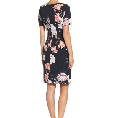open lace back dress Adrianna Papell Women's Sleeveless Floral Dress with Pleated Waist Dress,  Slate/Blush Multi, 18 at Amazon Women's Clothing store