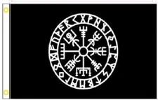3X5 NORDIC VIKING WHITE COMPASS BLACK FLAG BANNER 100D