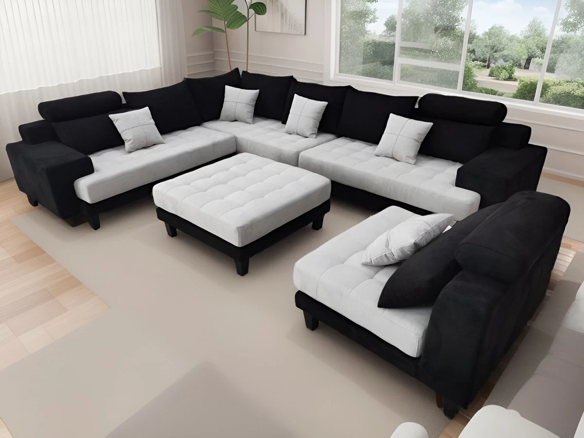 Microfiber Fabric Sectional Sofa Set