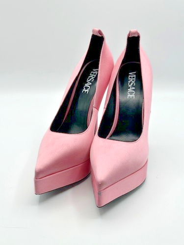 New with defects Versage Pink Platform Pointed Toe Satin Stiletto Pumps 37, US 7