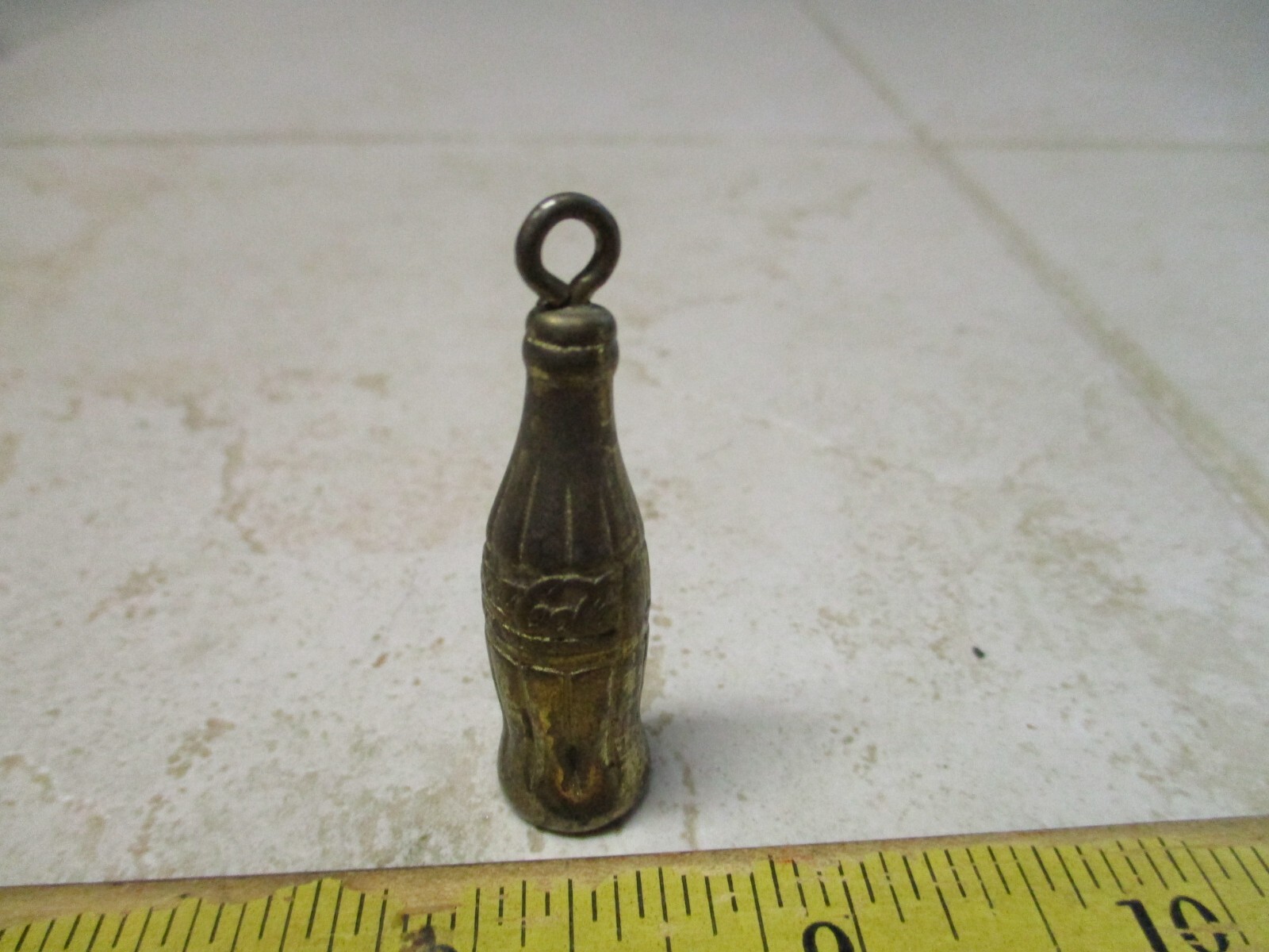 Vintage Brass Coca Cola Bottle Charm Key Chain Ring Coke..