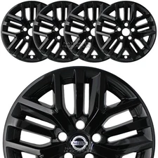 4 fits Nissan Rogue S 2021-2025 Black 17" Wheel Skins Hub Caps Alloy Rim Covers