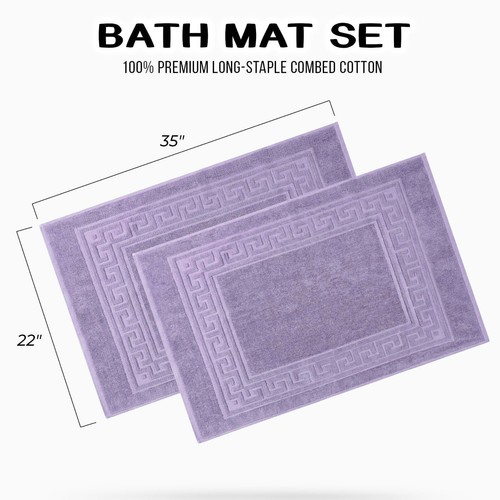Greek Key Infinity Border Cotton Bathmat 900 GSM 2 Piece Bath Mat Set 22"x35" - Picture 62 of 107
