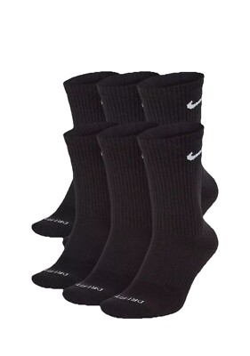 Nike Mens Everyday Plus Performance Crew Socks Pack ( 6 Pairs)  Dri-Fit 8-12 NEW