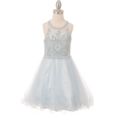 BLUE Size 14 Flower Girl Dress Graduation Recital Birthday Bridesmaid Prom Party