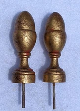 Pair of 2 Giltwood Italy Florentine Fine Italian Bed Post Finials 24kt Gold Leaf