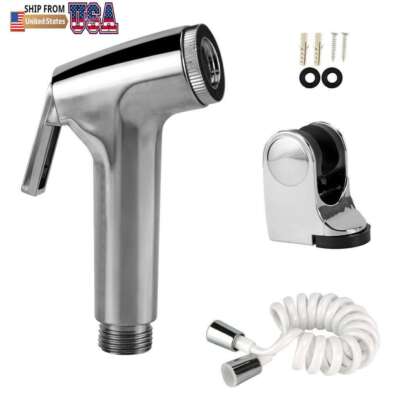 Handheld Stainless Steel Bidet Spray Shower Head Toilet Shattaf Adapter Hose Kit