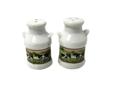 Vintage 1970's Artmark Porcelain Holstein Milk Can Salt and Pepper Shakers