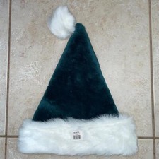 ADULT SANTA VELVET PLUSH GREEN HAT CHRISTMAS COSTUME ACCESSORY AE6075