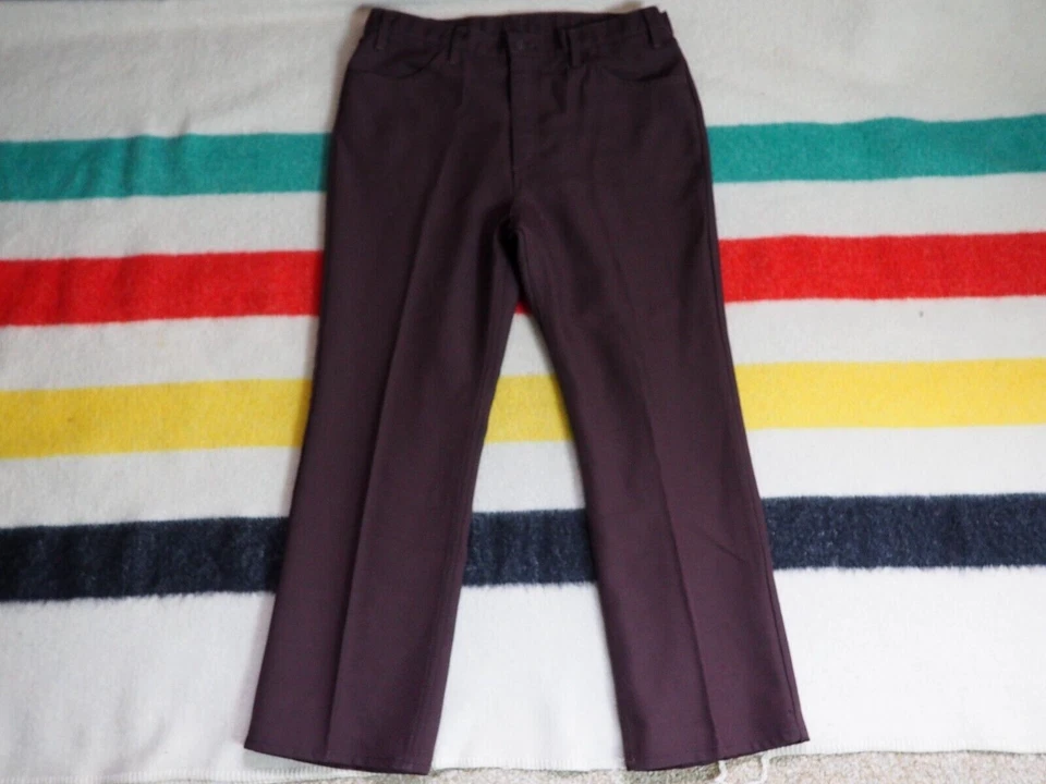 VTG 70s Levis Mocha Brown Black Gold Tab Scovill Twill 37x28 Slacks Pants Mens - Image 2 of 4