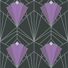 Debona Isadora Art Deco Retro Glitter Texture Black Purple Silver Wallpaper 2495