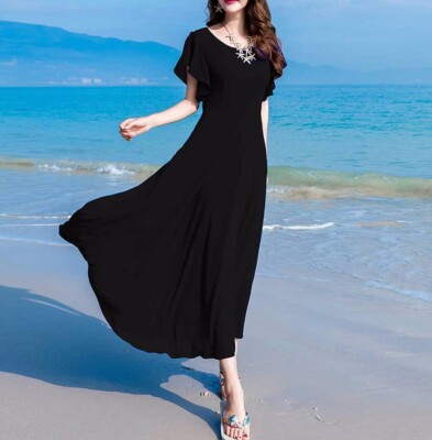 Custom Made To Order Flutter Sleeve Seaside High Waist Maxi Dress  plus1x-10xY705 | eBay