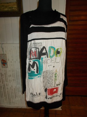 Robe Tunique Mado Et Les Autres Taille 4 - Bi-Matières Stretch - Noir Et Blanc