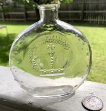 Rare Crown Emb. Pumpkinseed Whiskey Flask Stars & Flowers Too!