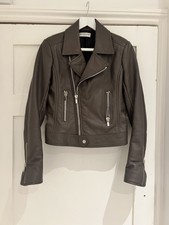 Balenciaga Leather Dark Grey Silver Hardware Biker Jacket Size 40