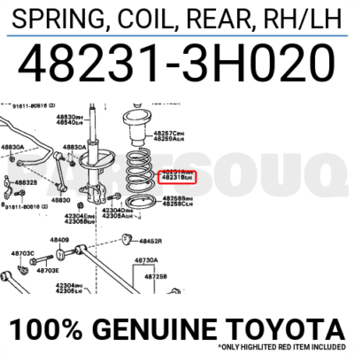 リ 482313H020 Genuine Toyota SPRING, COIL, REAR, RH/LH 48231-3H020 | eBay