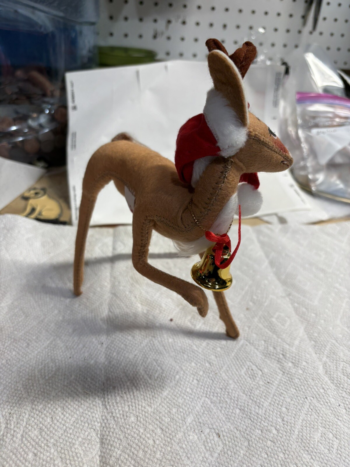 Vintage 1986  Annalee Christmas Reindeer Standing Figurine Mobilitee Bell