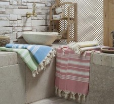 100 x 180 Peshtemal Hammam Beach Towel Striped Turkish Quality Cotton UK SELLER