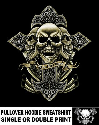 Hard Core Outlaw Biker Brotherhood V Twin Motorcycle Skull Hoodie Sweatshirt W83