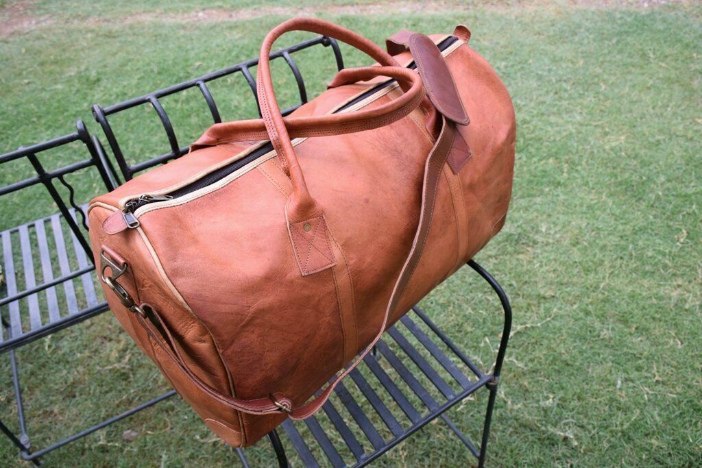 Duffel Luggage Gym Weekend Men Brown Handmade Holdall Bag Leather Kodiak Travel 