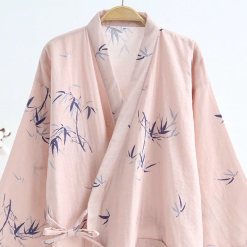 Pijama japonés Yukata kimono algodón bambú Khan albornoz al vapor ropa de dormir - Imagen 2 de 17