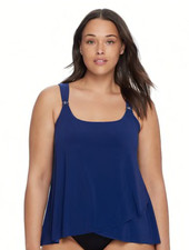 MIRACLESUIT Razzle Dazzle Underwire Tankini Top 6516626 Delphine Blue 8 NWT 126