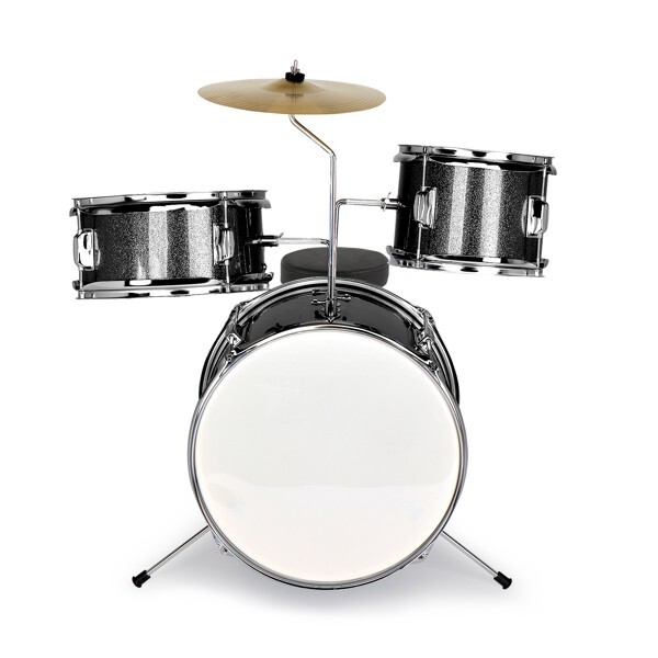 14"x10" 3Pieces Junior Kids Drum Set Kit Pedal Drum Stick Wrench Stool Black