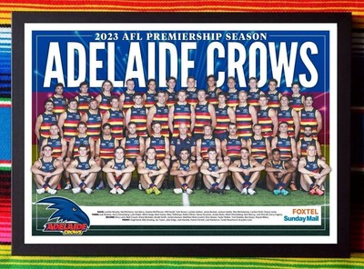  Gerahmt  2023 ADELAIDE CROWS AFL Poster   45 cm x 32 cm x 3 cm