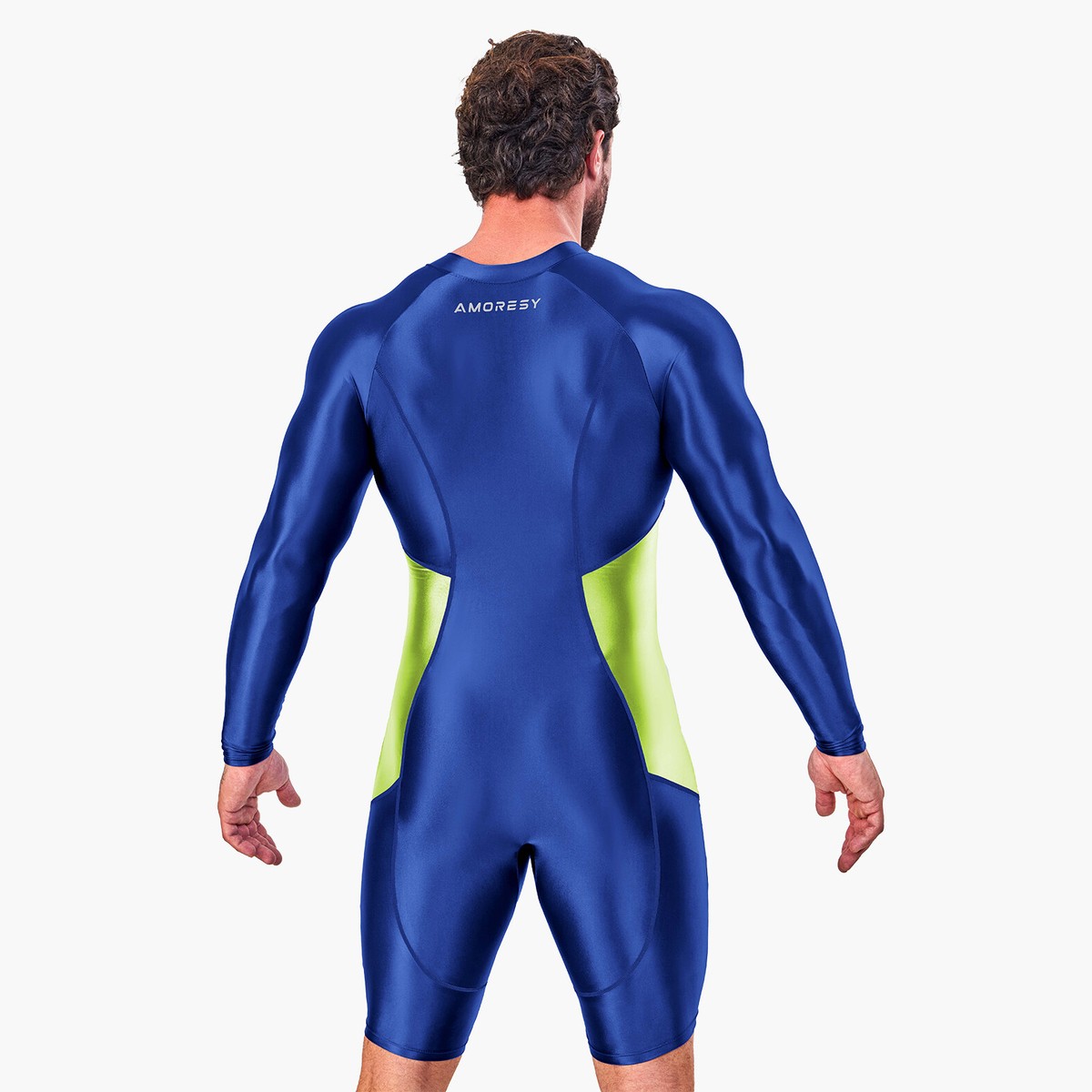 AMORESY Men's Tracksuits Jumpsuits Shiny Glossy Bodysuit Tights
