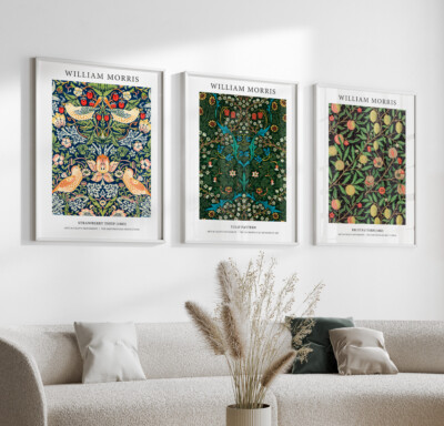 William Morris Green Botanical Strawberry Thief Wandbilder Poster Bilder