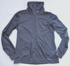 UNDER ARMOUR Lux Fitted Gray Activewear Warm Up Track Jacket 1260186 Womens L
